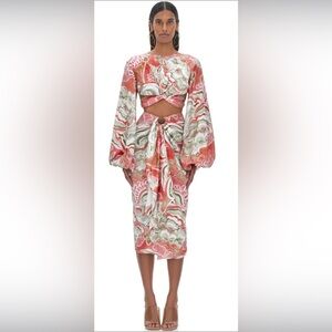 NWT Andrea Iyamah Swimwear Set Behati Abstract Mushroom Cropped Top  Size Large